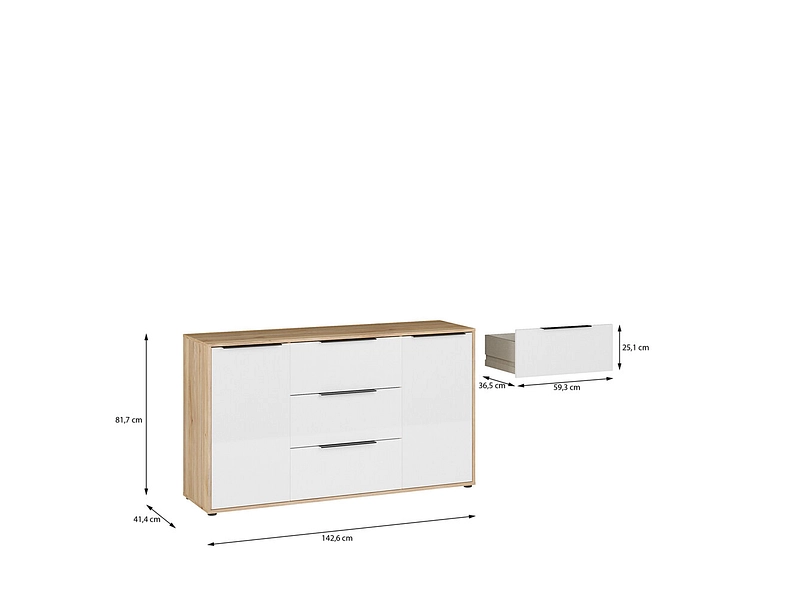 Sideboard 2 Türen 3 Schubladen