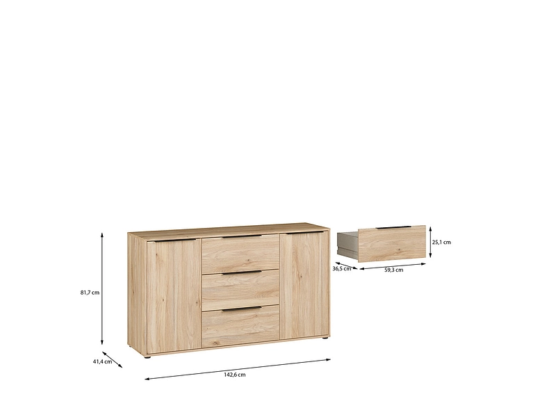 Sideboard 2 Türen 3 Schubladen