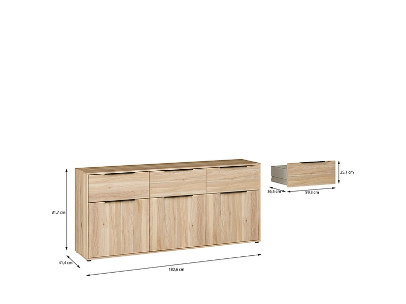 Sideboard 3 portes 3 tiroirs Sideboard 3 portes 3 tiroirs