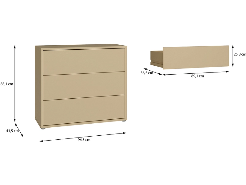 Kommode ALICE SPRINGS 3 Schubladen