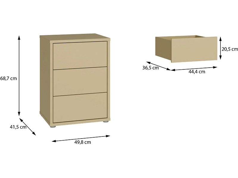 Nachttisch ALICE SPRINGS 3 Schubladen