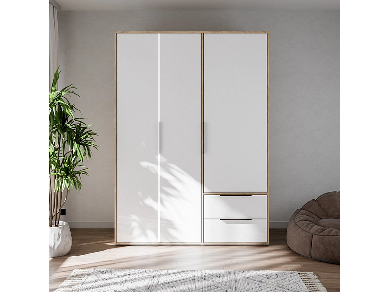 Armoire portes battantes ALABAMA blanc brillant