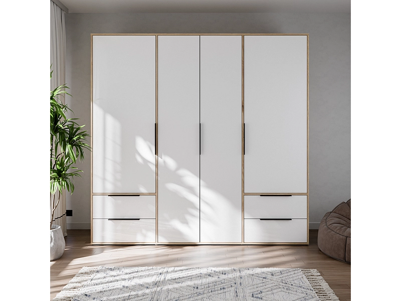 Armoire portes battantes ALABAMA blanc brillant