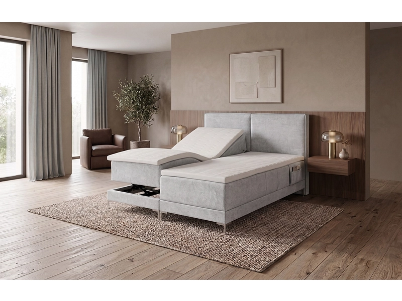 Elektrisches Boxspringbett HUNTER hellgrau Elektrisches Boxspringbett HUNTER hellgrau