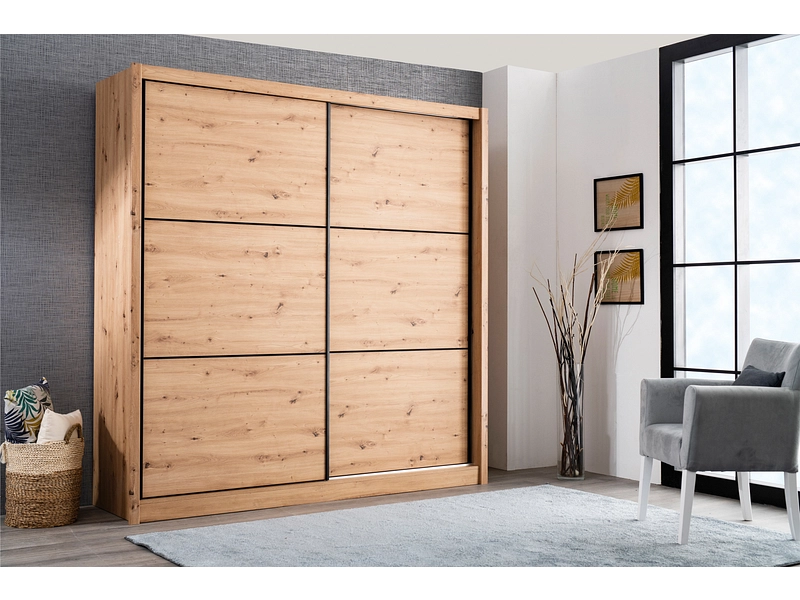 Armoire portes coulissantes NAVARA chêne artisan Armoire portes coulissantes NAVARA chêne artisan
