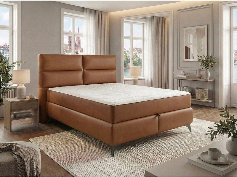 Boxspringbett EDEN cognacfarben Boxspringbett EDEN cognacfarben