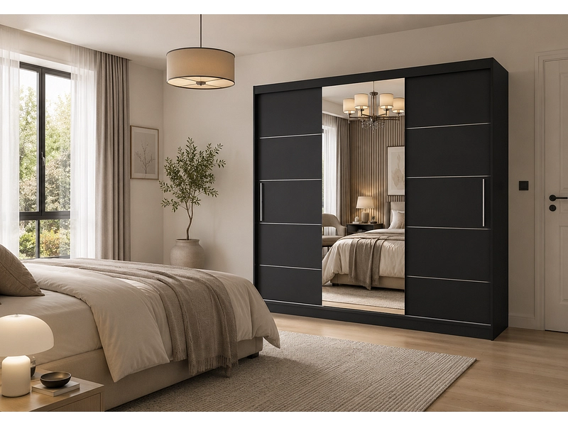 Schwebetürenschrank AVILA anthrazitschwarz