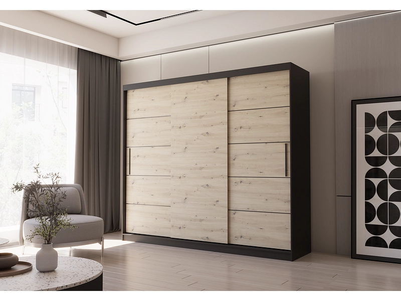 Schwebetürenschrank AVILA anthrazitschwarz