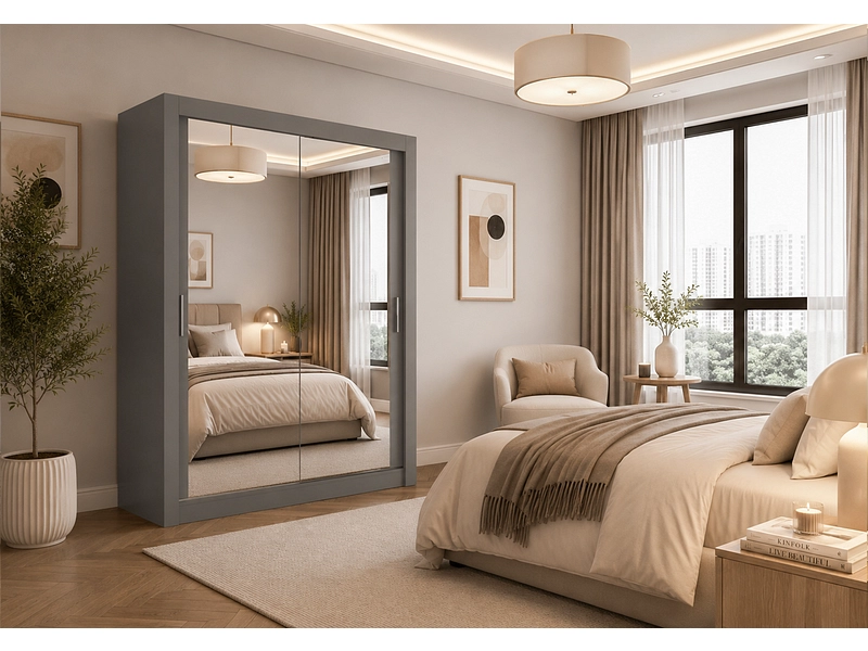 Schwebetürenschrank MILAN beton grau