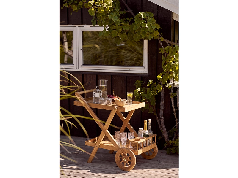 Chariot de service PASAKU bois naturel