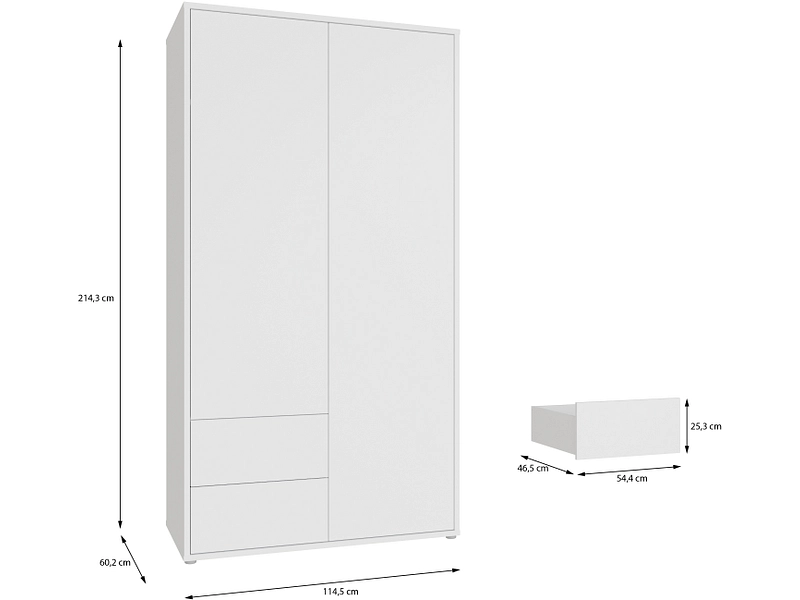 Armoire portes battantes ALICE SPRINGS blanc
