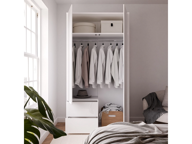 Armoire portes battantes ALICE SPRINGS blanc brillant
