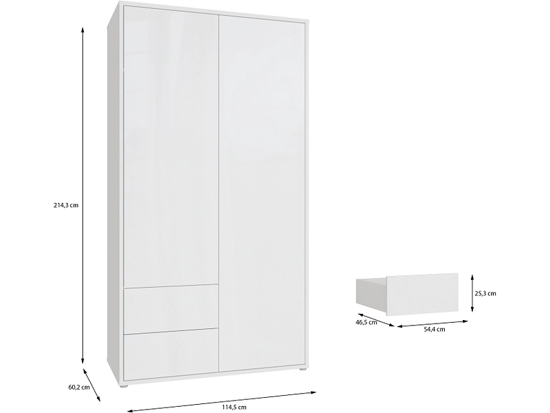 Armoire portes battantes ALICE SPRINGS blanc brillant