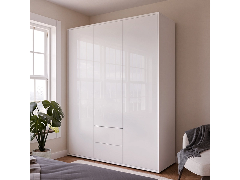 Armoire portes battantes ALICE SPRINGS blanc brillant Armoire portes battantes ALICE SPRINGS blanc brillant