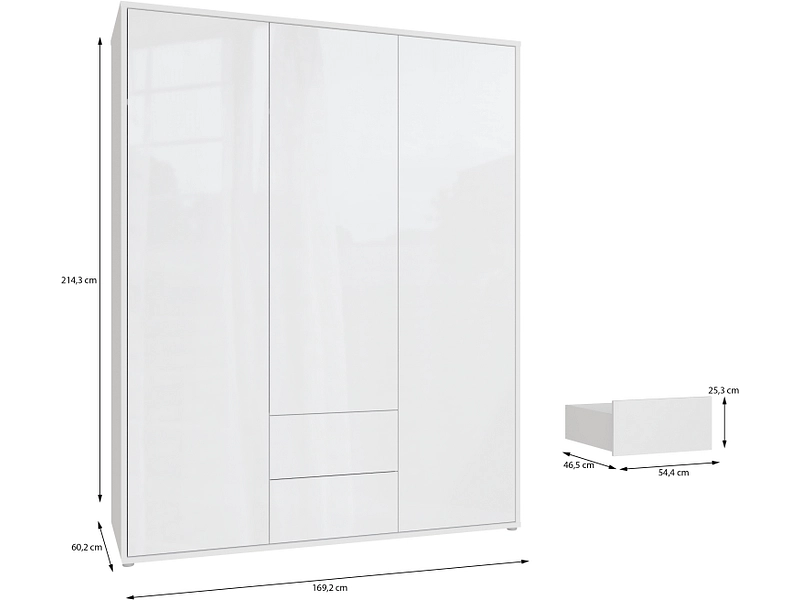 Armoire portes battantes ALICE SPRINGS blanc brillant Armoire portes battantes ALICE SPRINGS blanc brillant