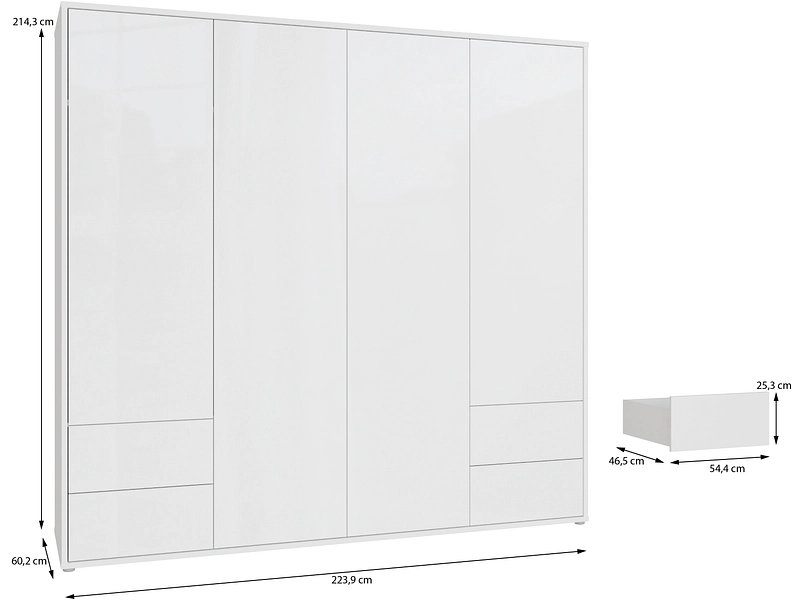 Armoire portes battantes ALICE SPRINGS blanc brillant Armoire portes battantes ALICE SPRINGS blanc brillant