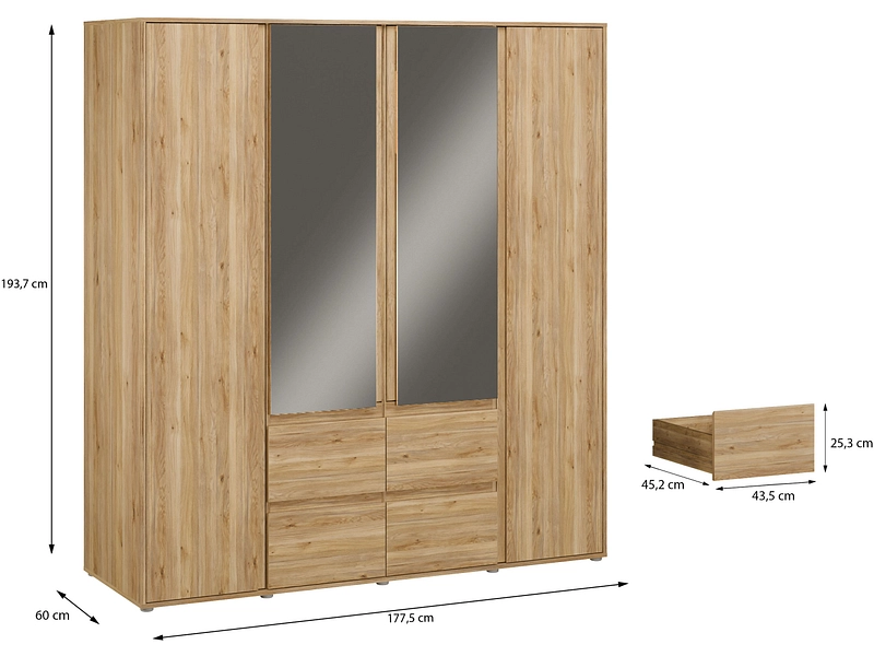 Drehtürenschrank LUMIA eiche Drehtürenschrank LUMIA eiche