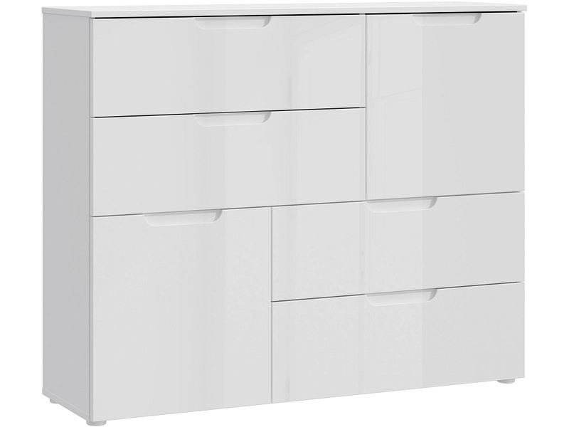 Sienna Abstract Chest of in White/White High Gloss, none