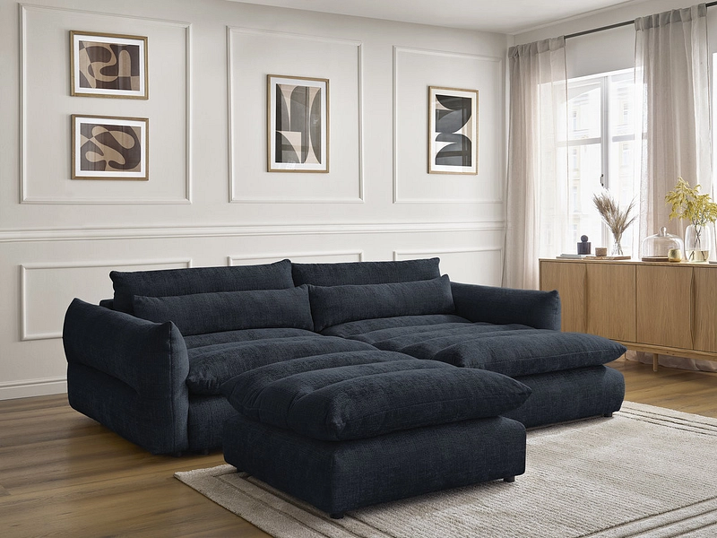 Canapé d'angle avec pouf BOBOCHIC NEIL Canapé d'angle avec pouf BOBOCHIC NEIL