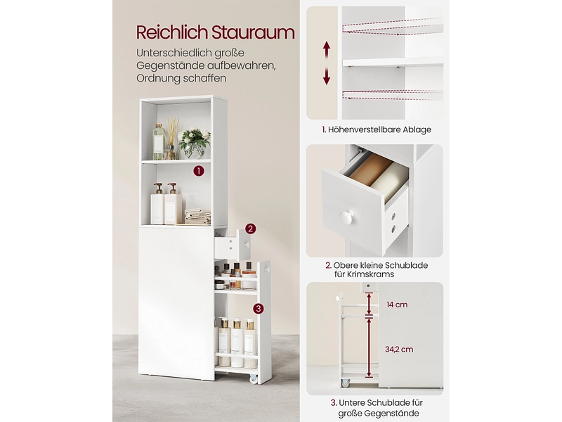 Badezimmer-Aufbewahrungssäule VASAGLE