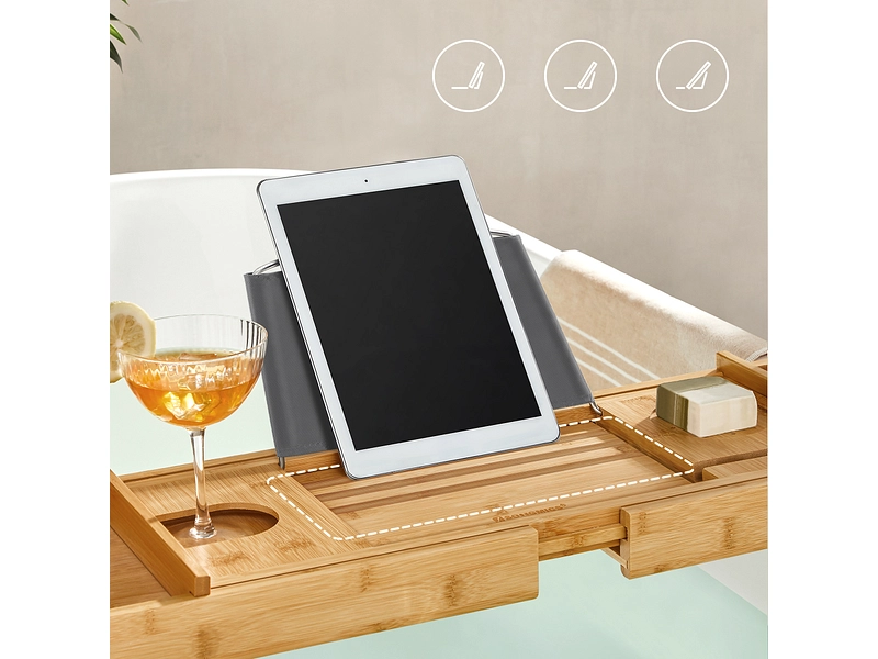 SONGMICS Badewannenablage natürliches holz