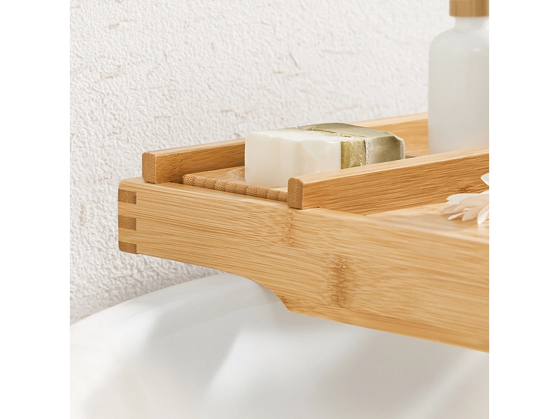 SONGMICS Badewannenablage natürliches holz