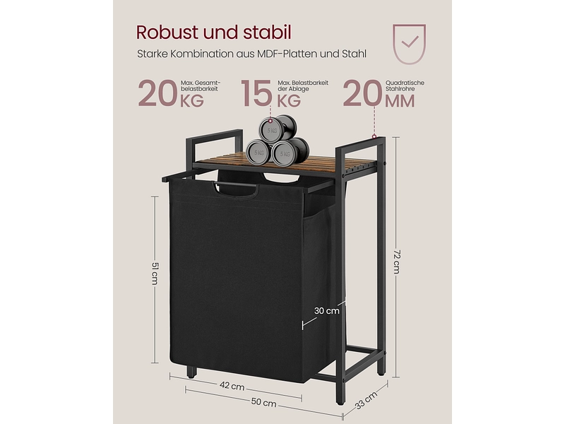 VASAGLE Wäschekorb black