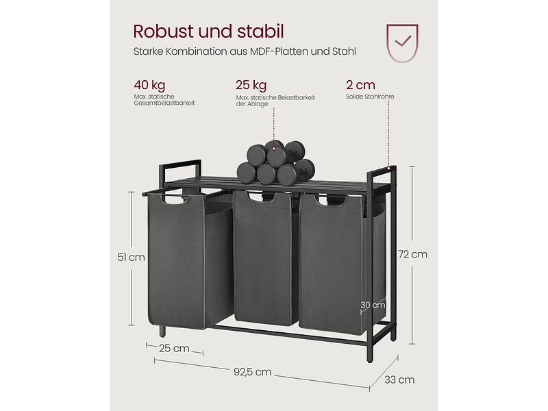 VASAGLE Wäschekorb grau VASAGLE Wäschekorb grau