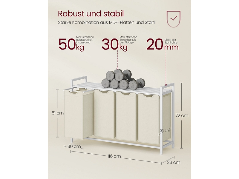 VASAGLE Wäschekorb weiss VASAGLE Wäschekorb weiss