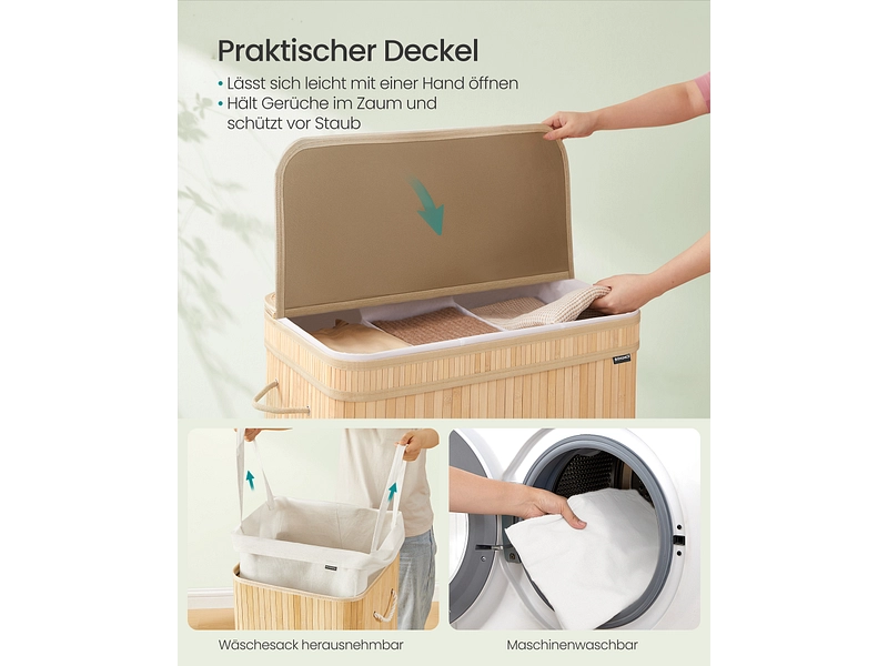 SONGMICS Wäschekorb natürliches holz