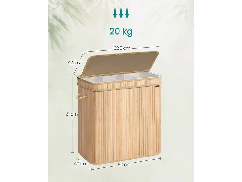 SONGMICS Wäschekorb natürliches holz