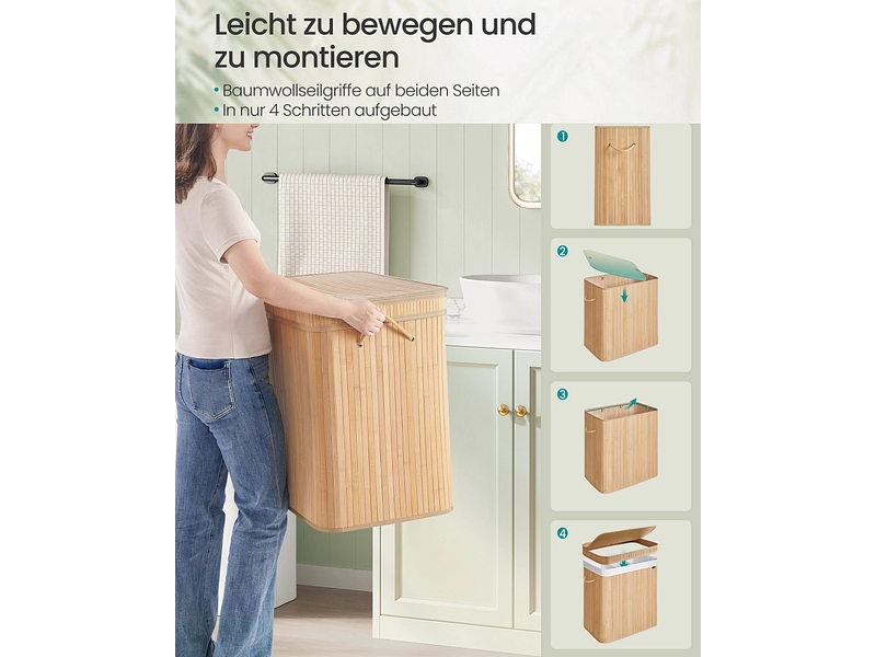 SONGMICS Wäschekorb natürliches holz