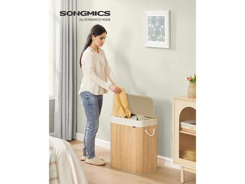 SONGMICS Portabiancheria legno naturale