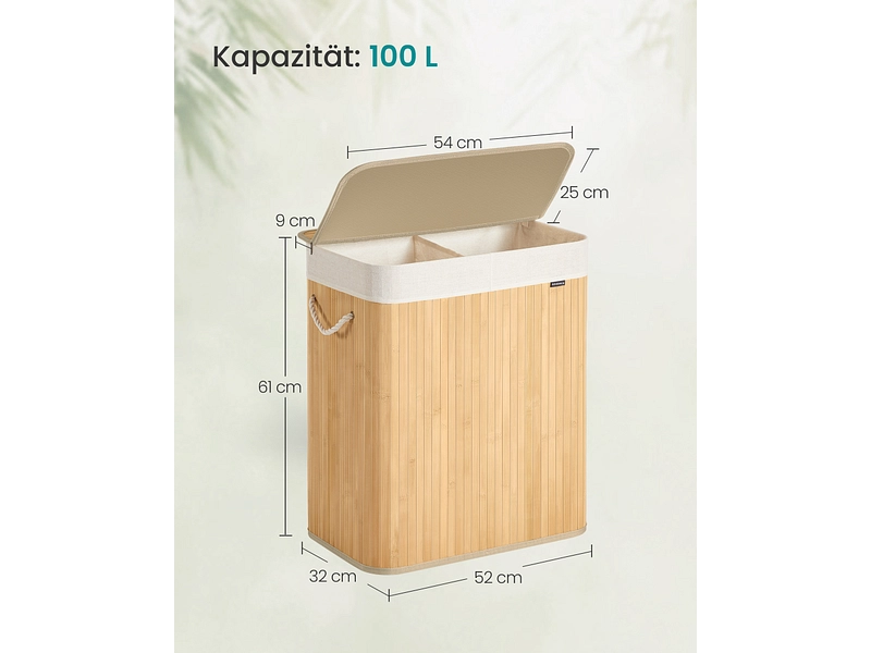 SONGMICS Portabiancheria legno naturale