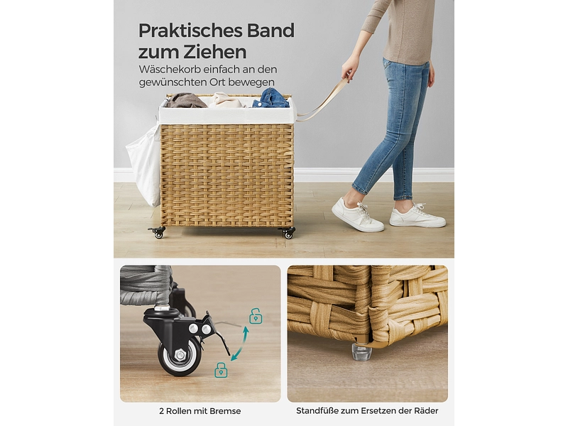 SONGMICS Wäschekorb natürliches holz SONGMICS Wäschekorb natürliches holz