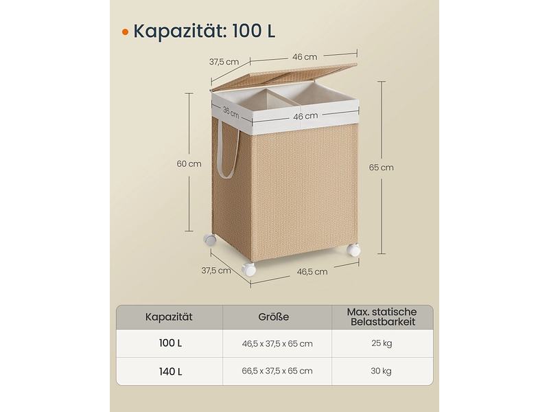 SONGMICS Wäschekorb natürliches holz SONGMICS Wäschekorb natürliches holz