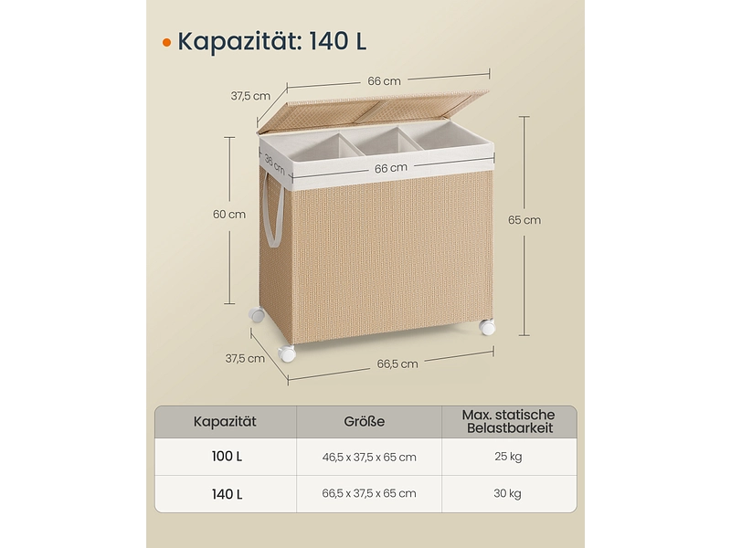 SONGMICS Wäschekorb natürliches holz SONGMICS Wäschekorb natürliches holz