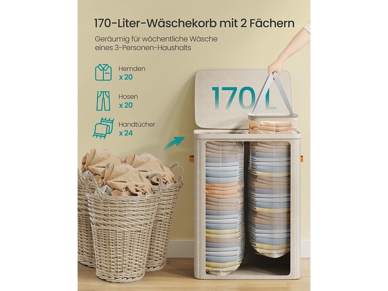 SONGMICS Wäschekorb beige