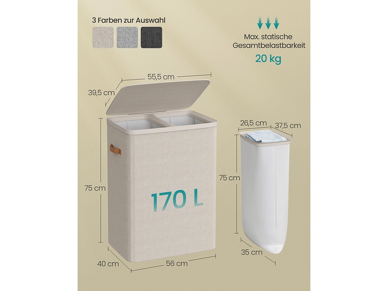 SONGMICS Wäschekorb beige
