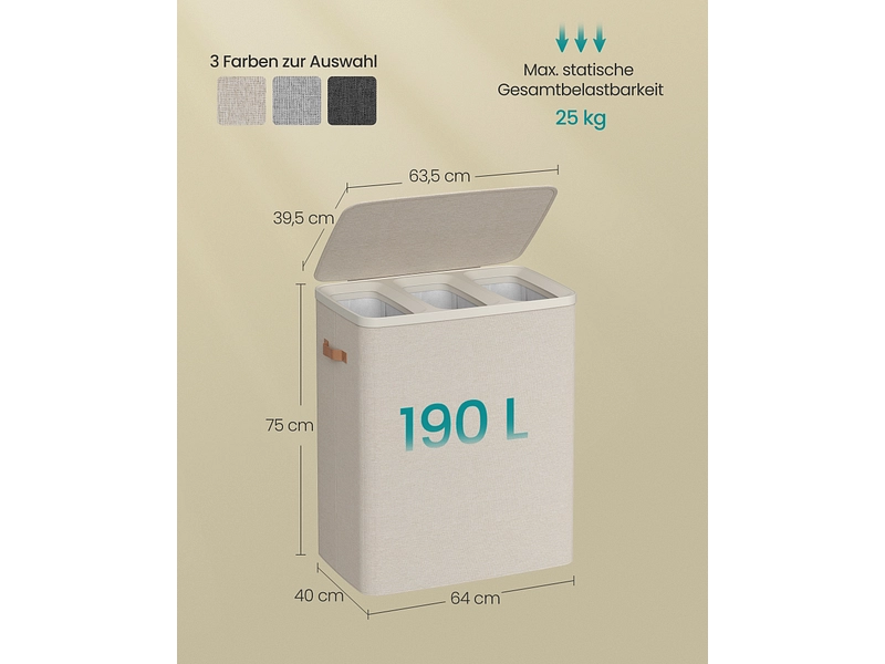 SONGMICS Wäschekorb beige