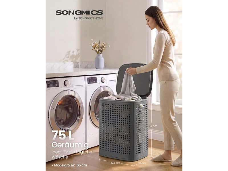 SONGMICS Wäschekorb dunkelgrau
