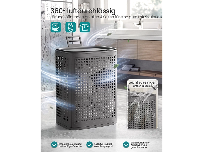 SONGMICS Wäschekorb dunkelgrau