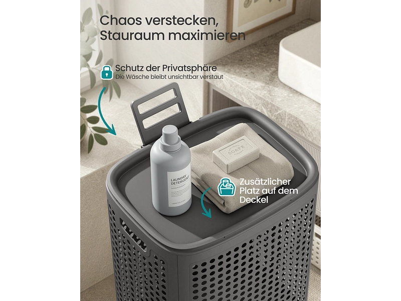 SONGMICS Wäschekorb dunkelgrau