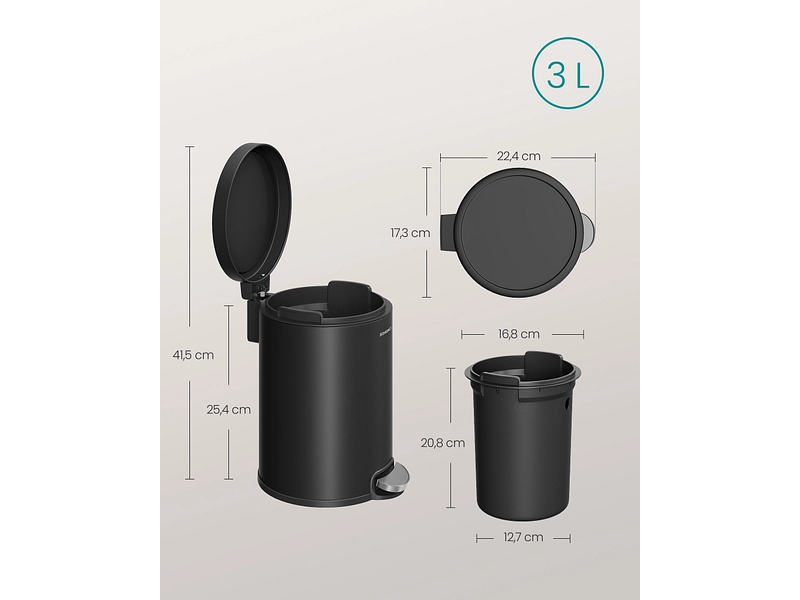 SONGMICS Abfalleimer black SONGMICS Abfalleimer black