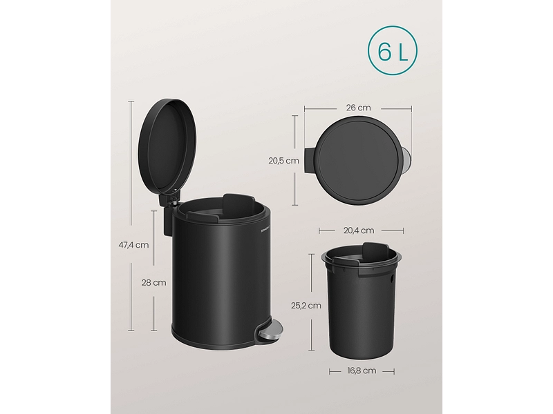 SONGMICS Abfalleimer black