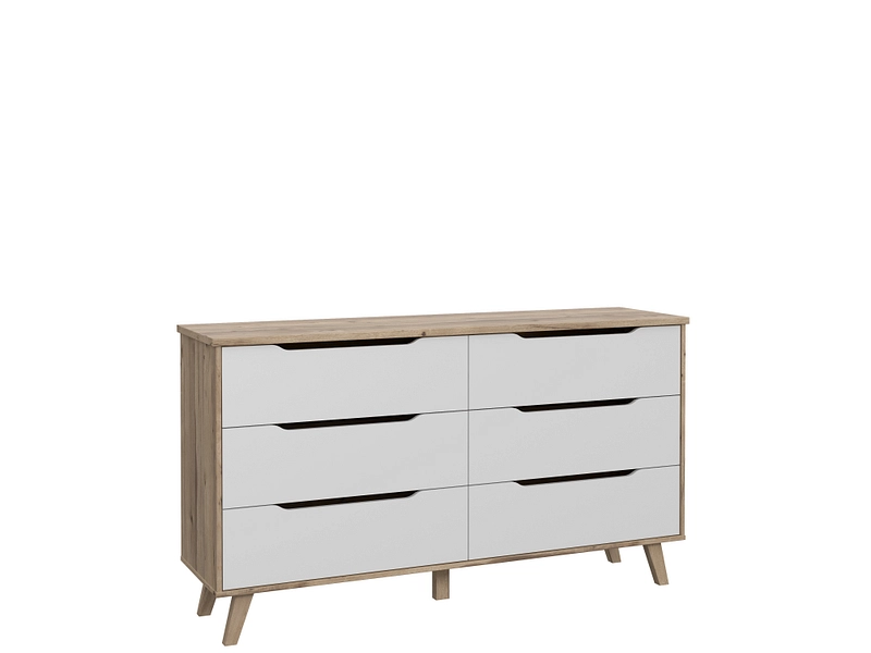 Commode VANKKA 6 tiroirs 42x154.7x86.3cm chêne décor