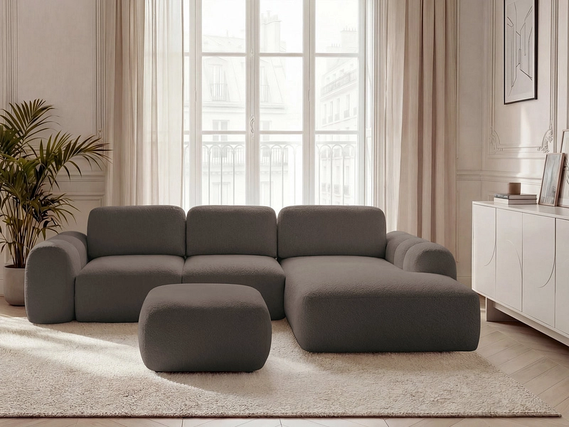 Divano ad angolo con pouf BOBOCHIC MONTAIGNE