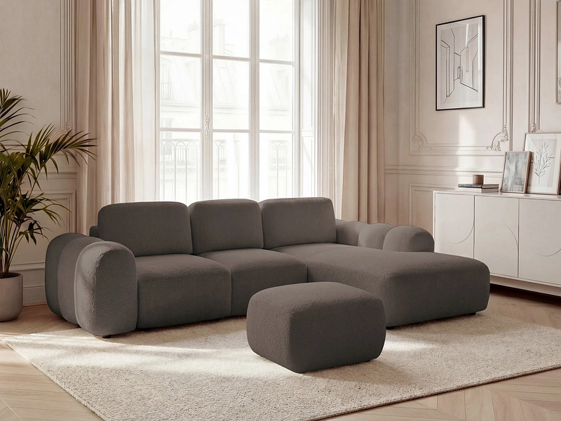 Divano ad angolo con pouf BOBOCHIC MONTAIGNE