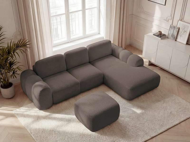 Divano ad angolo con pouf BOBOCHIC MONTAIGNE