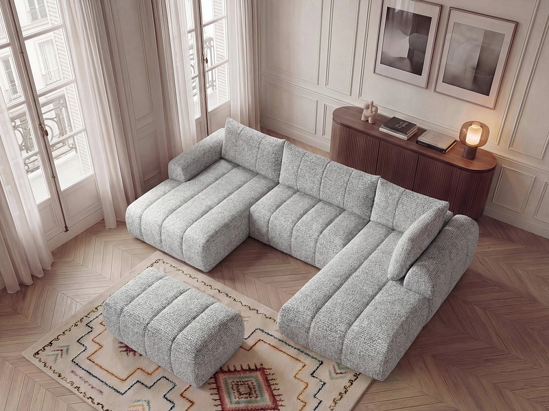 Canapé d'angle panoramique avec pouf BOBOCHIC NESTY Canapé d'angle panoramique avec pouf BOBOCHIC NESTY